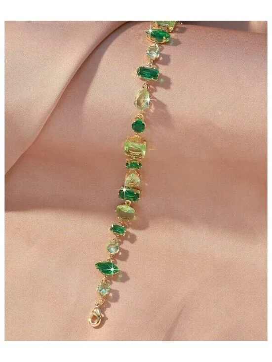 Green multi stone - Bracelet - Gold - CZs - 7-9
