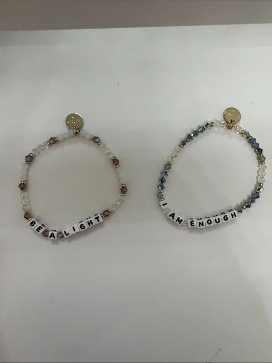 Be A Light and I Am Enough Inspirational Beaded Bracelets - Gold Accent
