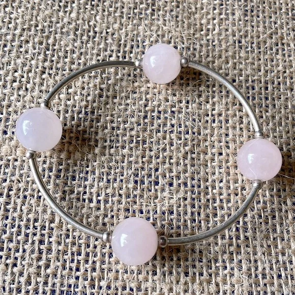 sterling silver pink quartz bracelet stretch
