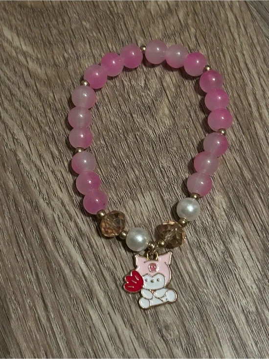 Pink Cute Kuromi Beaded Stretch Bracelet