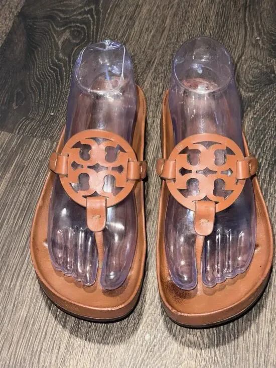 Tory Burch Miller Cloud Women's Sandals Aged Camello 7 Shoes Brown Leather