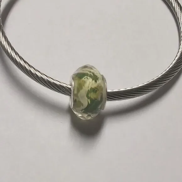Clear with Green Camouflage Background Charm‎ for Pandora Style Bracelet