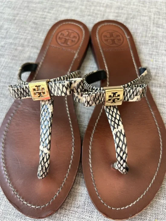 Tory Burch Leighanne Flat Thong Snake Sandals
