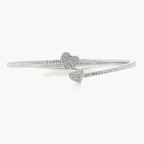 $58 Kate Spade Pave Heart Open Hinge Cuff Bracelet