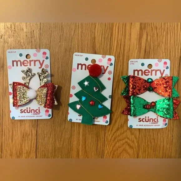 Scunci Christmas Hair Clips