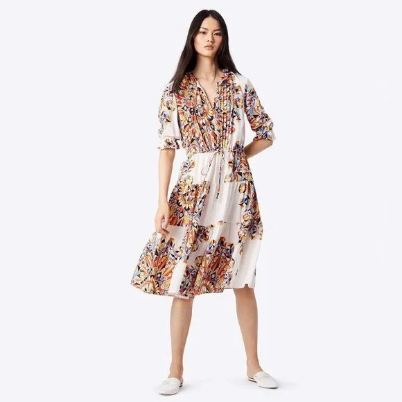 NWT $598 Tory Burch Arabella Printed Silk Ruffle Dress