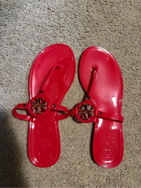 Tory Burch Jelly Logo Thong Sandals - Women's Red Size 8