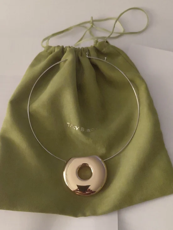 Tory Burch Polished Gold Circle Choker Necklace