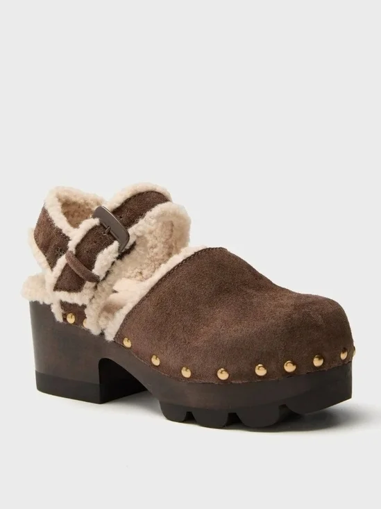 Tory Burch Shearling Lug Sole Clog (70mm) Size 9 NEW