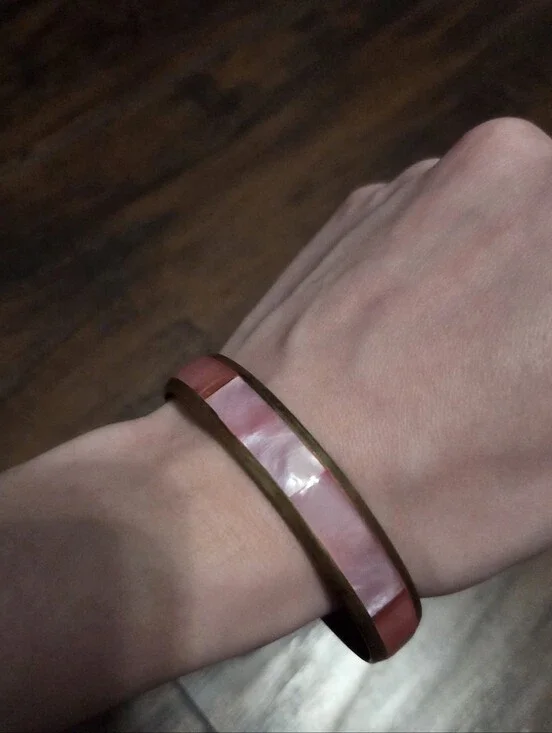 Pink Metal Seashell Bangle Bracelet