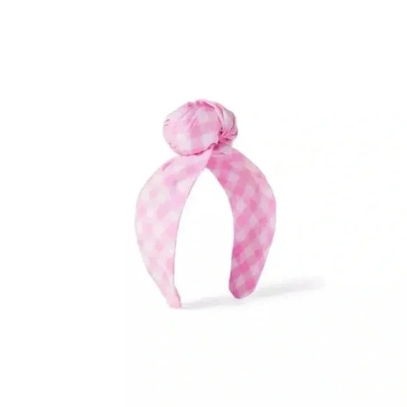 NWT Janie and Jack Begonia pink GINGHAM KNOT HEADBAND