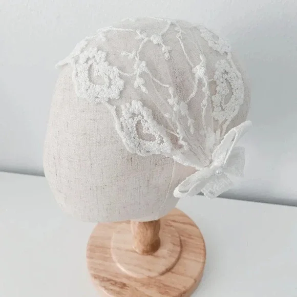 NWT Vintage Baby & Toddler Girls Headband Floral Lace Embroidery Boho Head Scarf