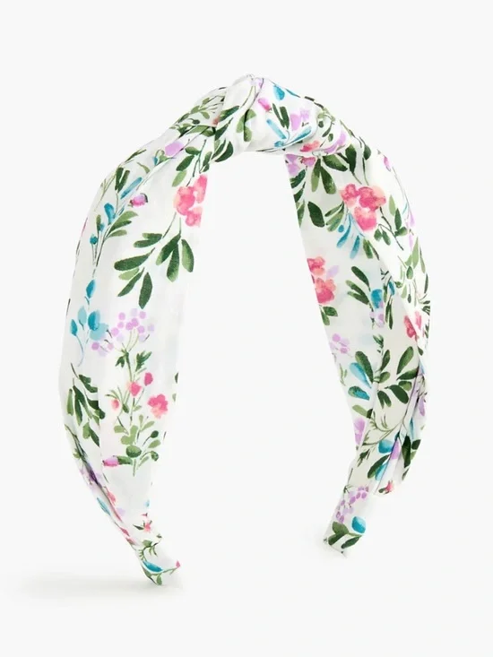 J. Crew Floral Knot Headband - White with Pink, Green & Blue Accents