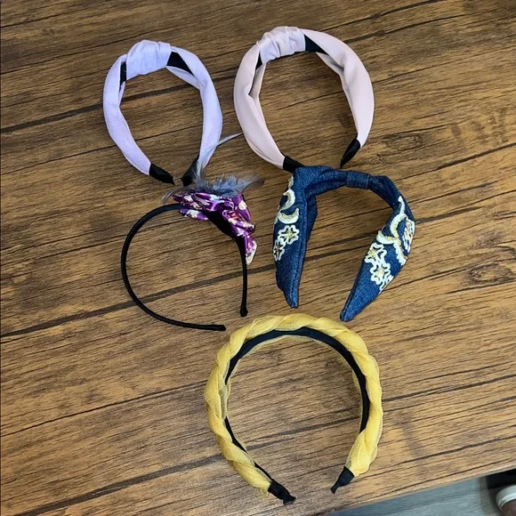 Lot‎ of 5- Stylish Kids Headband Set - Purple, Pink, Blue, Yellow