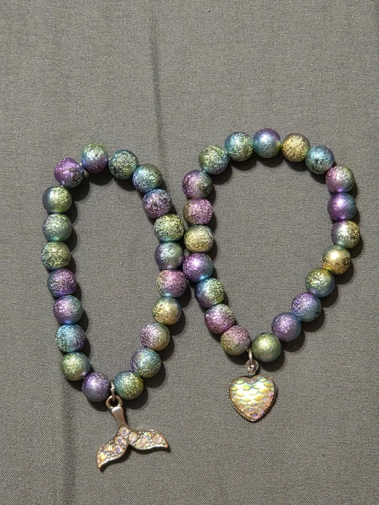 Iridescent Mermaid Bead Charm Bracelet - Multicolor