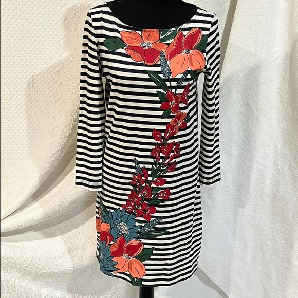 Tory Burch Striped Cascading Floral‎ Cotton dress, size small