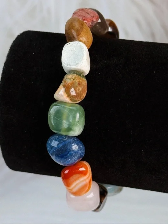 Boho Chic Multicolor Gemstone Stretch Bracelet