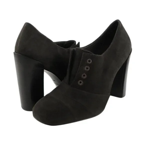 Tory Burch Charcoal Suede Block Heel Ankle Booties