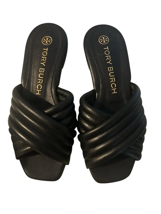 Tory Burch Black Padded Crisscross Slide Sandals 6.5