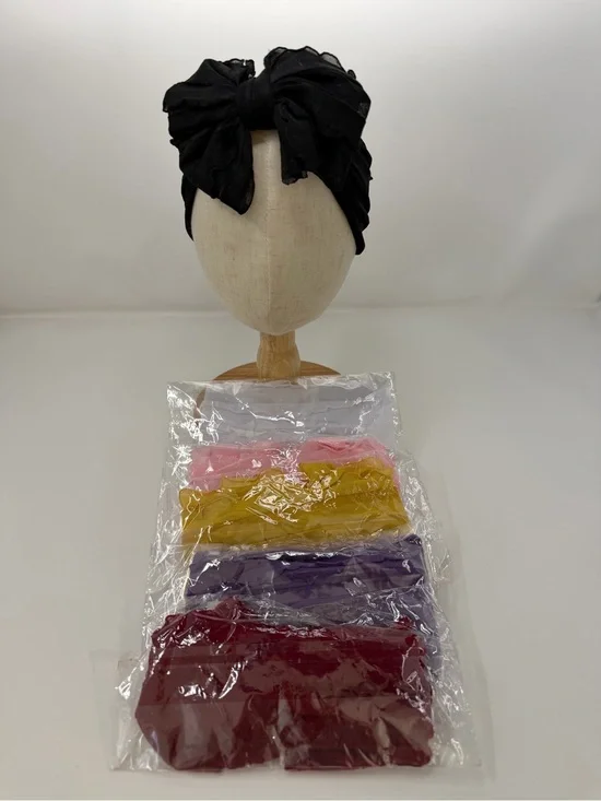 Baby Child Black Bow Turban Headwrap with Multi-Color Pack of Six