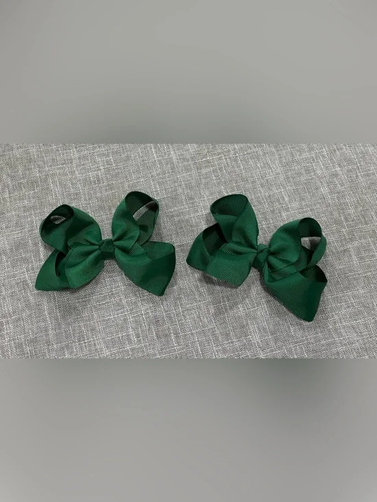 Dark Green Grosgrain Hair Bows - Kids Hair Accessories