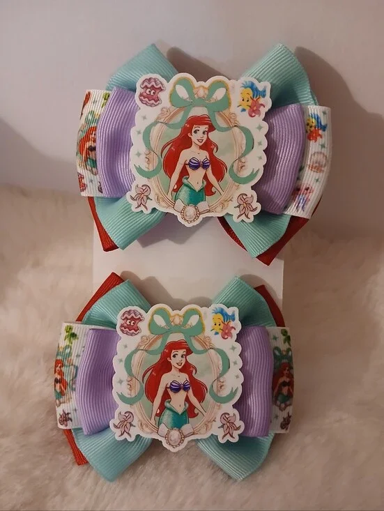 Hair Bows Set Princess Ariel