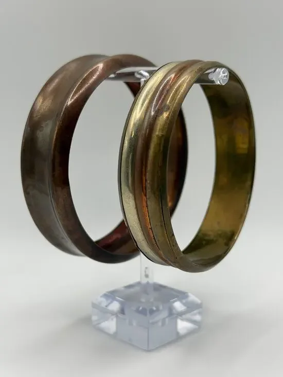 Vintage Mixed Metal Copper Brass Stacking Bangle Bracelet Set