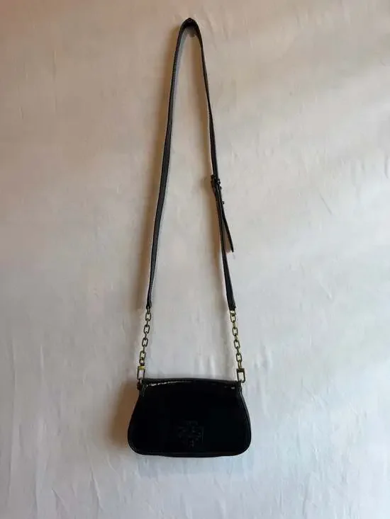 Tory Burch Charlie Black Patent Leather Shoulder Bag