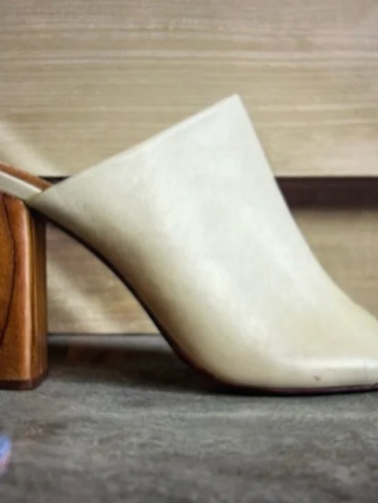 Tory Burch Ivory Leather Block-Heel Mule
