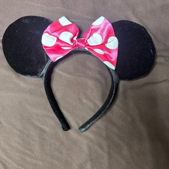 Disney Mickey Mouse Ears Headband with Pink Polka Dot Bow