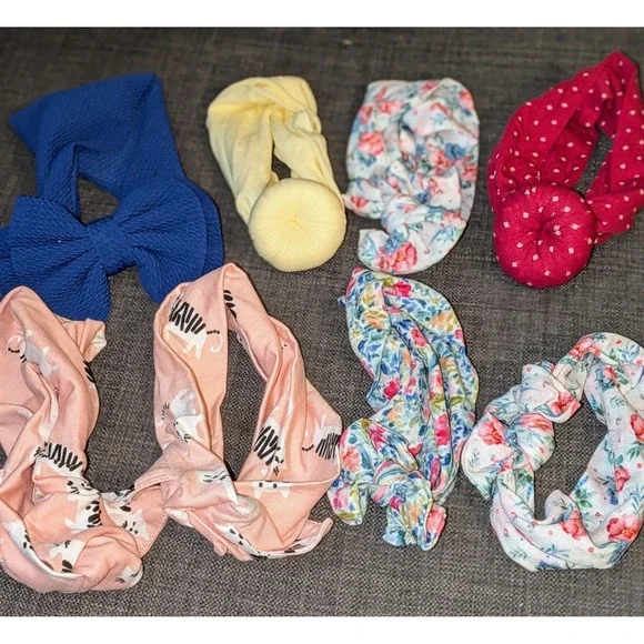 Baby Lot‎ of 8 Headbands Knotted Bows Floral Prints Newborn Infant Toddler Girls