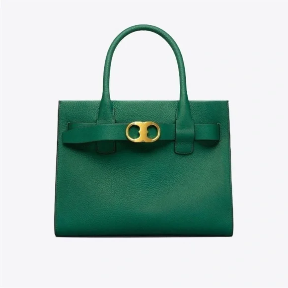 Tory Burch Gemini‎ Link Leather Tote in Melachite
