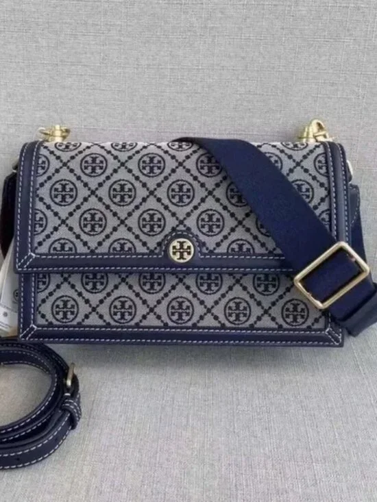 Tory Burch Navy T Monogram Jacquard shoulder bag