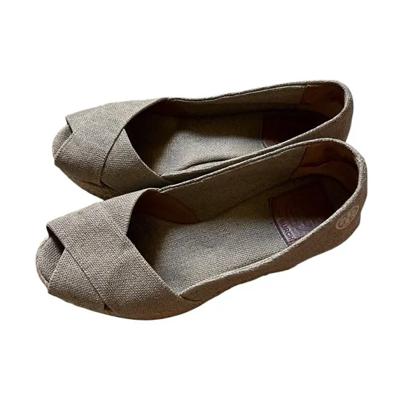 Tory Burch Filipa crisscross Espadrille Wedge Tan Khaki Women's 6.5B Canvas✅‎