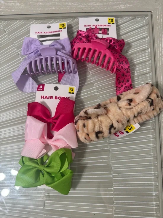 Kids Hair Accessories Pack - Pink, Lilac, Hot Pink, Light Pink, Green, Leopard