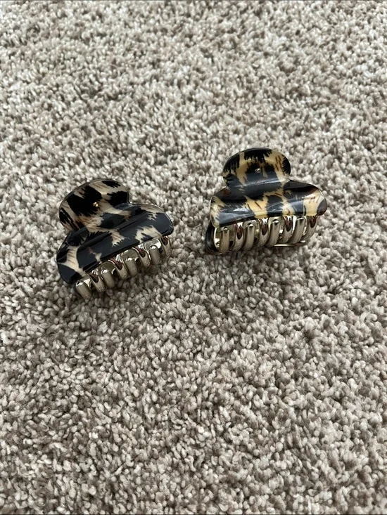 Kids Little Girl Mini Cheetah Claw Clips Bundle Of 2
