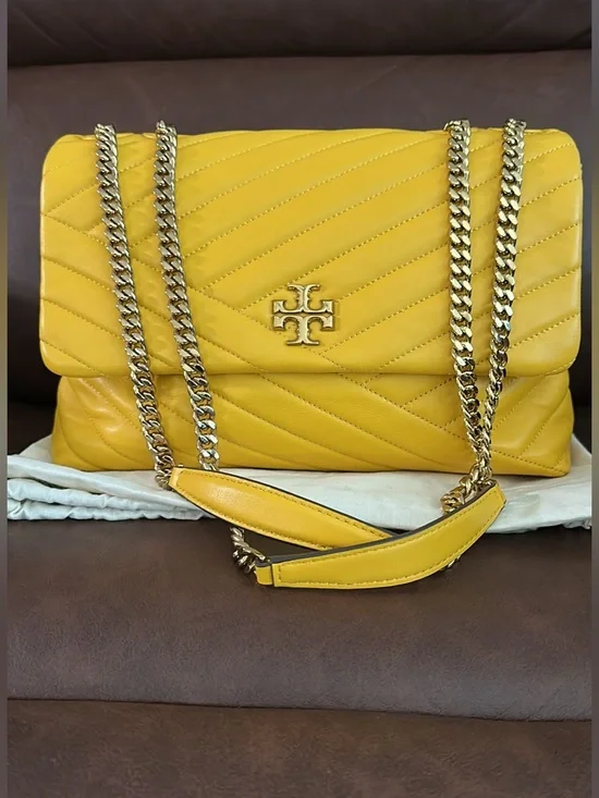 Tory Burch Kira Chevron Convertible Shoulder Bag in quilted leather.