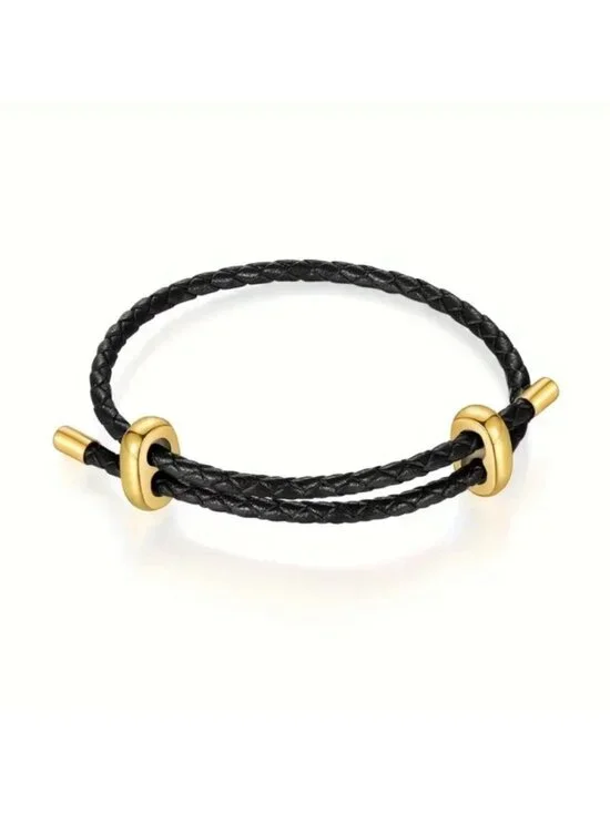 New! Black Leather Adjustable Bracelet NWOT