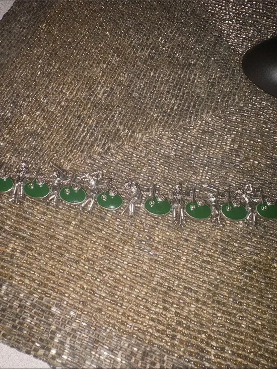Vintage Green Enamel Charm Golf  Bracelet - Women Jewelry