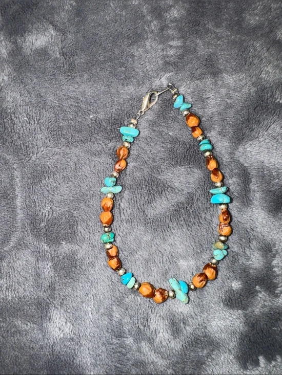 Turquoise and Amber Beaded Bracelet - Women Jewelry