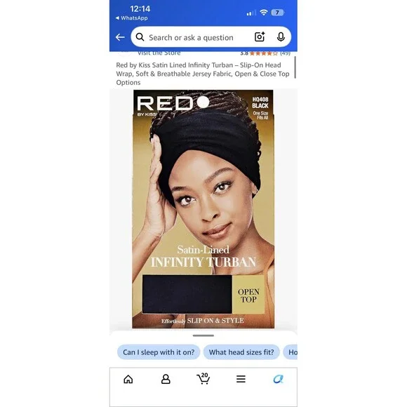 Red by Kiss Satin Lined Infinity Turban – Slip-On Head Wrap
