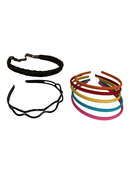 Headband Lot Girls Muliticolor 7 Pieces Braided & Plain Cloth Style