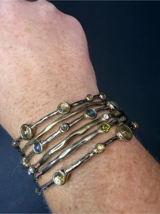Gold and Stone Bangle Set