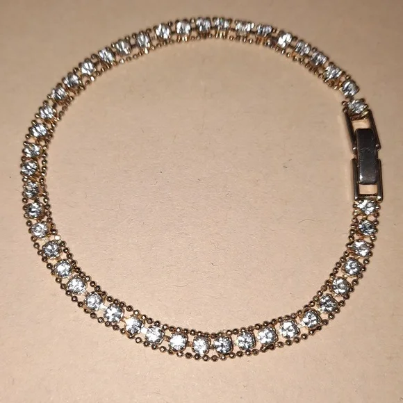 Vintage cz Gold Plated tennis bracelet Dainty Feminine
