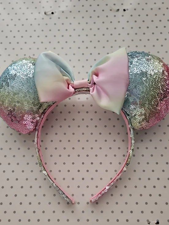 Disney Pastel Sequin Minnie Mouse Ears Headband - Pink, Blue, Mint