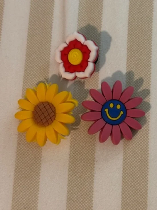 Cute Flower Shoe Charms for Kids - Yellow, Pink & Red