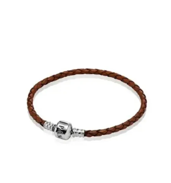 Pandora Moments Brown Leather and Silver Bracelet, 6 1/2