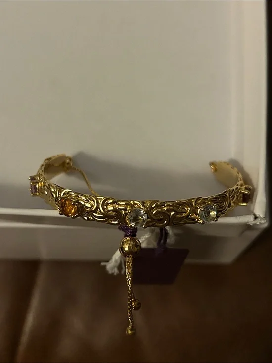 Donna Gemma adjustable multi gem Byzantine Bolo bracelet.