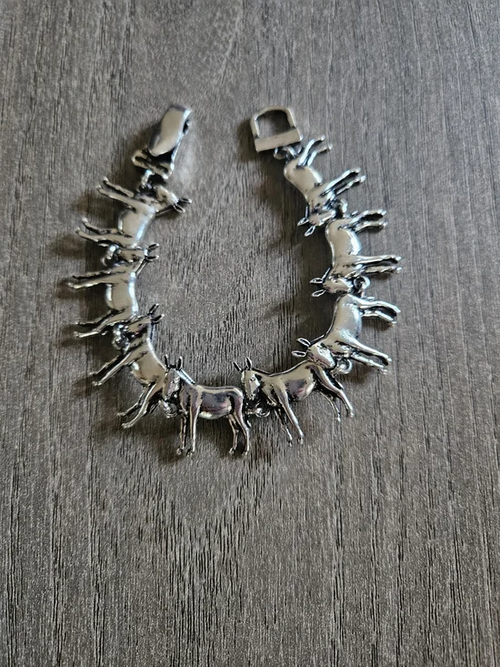 Silver Horse Link Fashion Bracelet - Charming Equine Design-NWOT