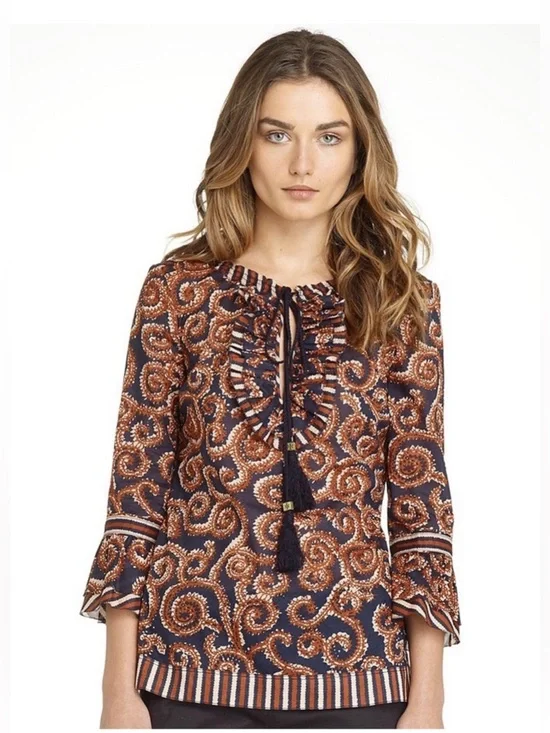 Tory Burch Gwenna Jacquard Ruffle Tunic